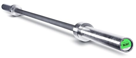 CAP Barbell THE BEAST Olympic Bar | For Weightlifting and Power Lifting, THE BEAST - Black/Chrome, No Center Knurl, 7' Olympic