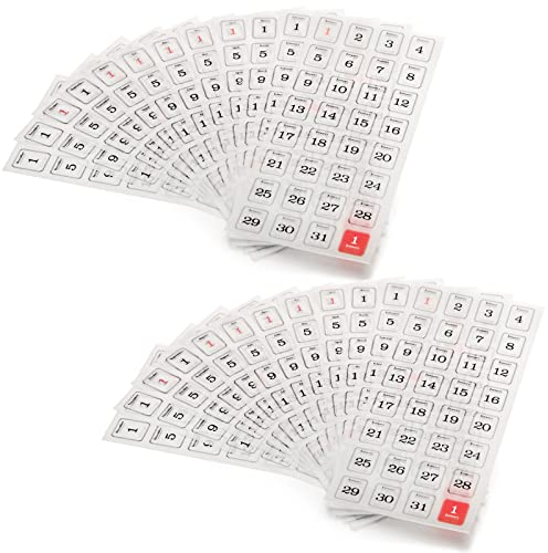2 Stück Aufkleber Kalender - Scrapbook Zubehör Stickers - Bullet Journal Sticker Kinder - Zahlen Aufkleber für Planer - 365 Tage Aufkleber Selbstklebende für Fotoalbum Notebook Agenda