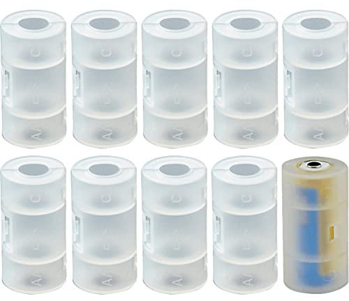 Lipfer 10 Pcs/set Aa Battery to Size C Battery Cases Box Adapters Converter Holder Switcher Converter
