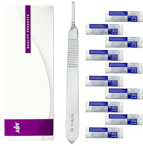 MJW Scalpel Handle No.3 With 10 Pcs Scalpel Cutting Edge #10 Perfect For Hobby Arts, Crafts, And Grafting Tool Performance Dermaplaning Handle Pocket Craft