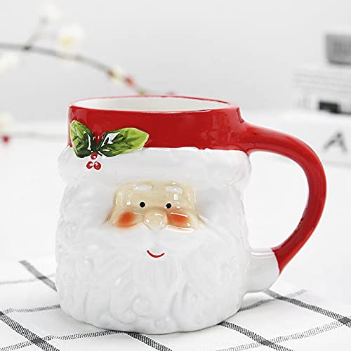 YJZQ Tasses à Café Mug en Ceramique Verre de Lait Style Noël Mug Anse à 3D Père Noël Tasse ceramique Femme 3D Tasse Cadeau Noël Aniverssaire pour Petit-déjeuner Café