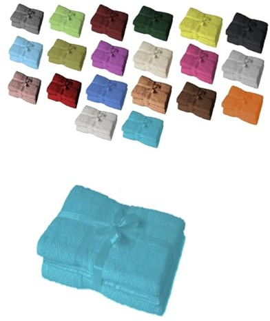 EXKLUSIV HEIMTEXTIL Handtuchserie im Set mit Schleife Marke Duschtuch 2er Set 70 x 140 cm Türkis