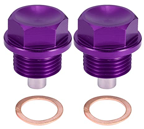 A ABSOPRO 2 Stück Ölablassschraube M18x1,5 Magnetische Ölablassschraube Ablassschraube mit Dichtring Ölablaßschraube Lila