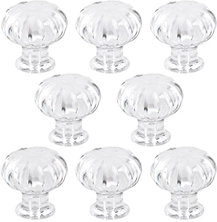 MOROBOR Mini-Acryl-Zugknöpfe, 8 Stück, Kürbisform, selbstklebend, ohne Bohren, transparentes Acryl, selbstklebende Knöpfe für Spiegel, Schrank, Box, Geschenkkoffer und andere kleine Möbel