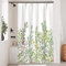 Uiiooazy Rideau Douche Anti Moisissure, Rideau de Douche 120x200cm Feuilles Vert et Fleuri Rose Jaune Rideaux de Baignoire Tissu Lavable Imperméable Polyester Rideaux Salle de Bain avec 8 Crochets