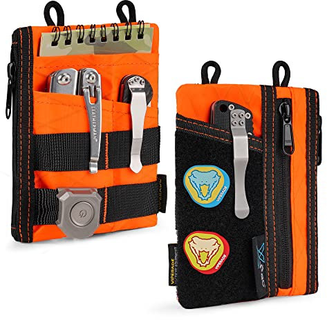 VIPERADE VE18 X-Pac Small EDC Pouch Tool Organizer, Multifunction Small Tools Pouch with 6 Pockets, EDC Organizer for Men, Mini Pocket Organiser with Patches Area for DIY (X-Pac Orange)
