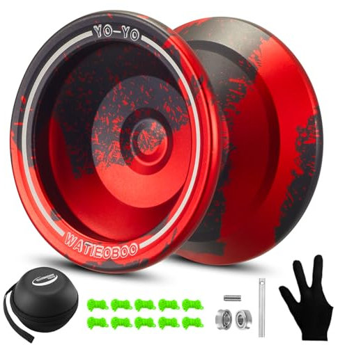 WATIEOBOO Yoyo Professionelles Nicht reagierendes Yo-yo für Erwachsene, Metall, reaktionsschnelles Yoyos für Kinder, Anfänger, fortgeschrittene Spieler mit Handschuh