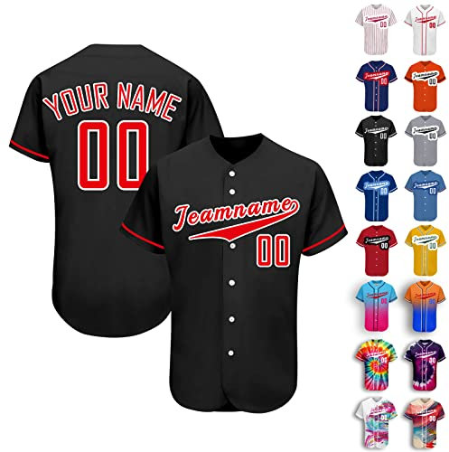 SIMIEEK Custom Baseball Jersey Personalised for Men Women Youth Baseball Uniform T-Shirt Customised with Name Number Logo Short Sleeve Button Closure Size S - 4XL