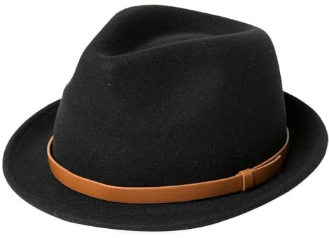 Comhats Filzhut Fedora für Herren und Damen-Winter Wolle Trilby Hat mit Krempe Männer Panama Filz Hut, Trilby Hut Schwarz 59-60.