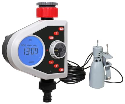 NURII Temporizador de riego de jardín con Pantalla LCD de una Salida, válvula solenoide automática electrónica Digital, Juego de Sensor de Lluvia/Sensor de Humedad (Size : with Rain Sensor)
