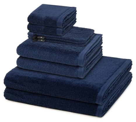 Vossen - 8 teiliges Frottier-Set - Vegan Life (2 X Wasch- 2 X Gäste- 2 X Dusch- 2 X Handtuch im Set) - 580 g/m2 - Baumwolle - Frottee - saugstark - weich und flauschig - Marine