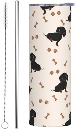 FUkker Taza de viaje, vaso aislado de acero inoxidable de 20 onzas, taza de café, taza de coche, botella de viaje,perro salchicha