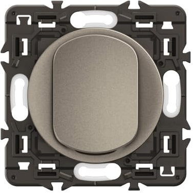 LEGRAND - Interrupteur Poussoir - 6A - Commande d'Eclairage Complète - Prêt à Installer à compléter avec une Plaque - Titanium