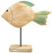 Logbuch-Verlag Großer Fisch aus Holz Figur 27 x 26 x 7 cm Deko Natur sommerlich und maritim Mint naturfarben