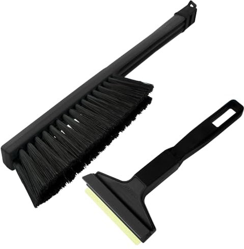 Set Eiskratzer Auto mit Besen - Murska Schneebesen Auto - schnell, einfach & mühelos - Messing Scheibenkratzer - praktisches Profi Set - Schneekratzer & Schneefeger Schneebürste aus Finnland - Schwarz