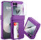 CENMASO for Galaxy Z Flip 7 FE/Z Flip 6 Case Built-in Card Holder, Z Flip 7 FE Wallet Case with Hinge Protection & Screen Protector, Shockproof Protection Case for Galaxy Z Flip 6(Purple)