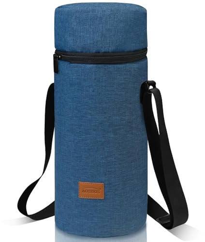 AOSBOS Grand Sac Isotherme pour 1,5L Bouteille de Vin Champagne Porte-Bouteille d’Eau 1,5 litres avec Bandoulière Réglable, Bleu