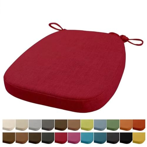 Orumrud 43x42x33CM(5CM Dicke) Stuhlkissen, Gartenstuhl Sitzkissen, Esszimmerstuhl Sitzkissen, waschbar, mit Reißverschluss, Riemen, rutschfestes Sitzkissen für Gartenstuhl (Dunkel Rot 1 Stück)