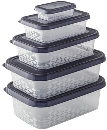 BranQ - Home essential Set von Frischhaltedosen ORI, BPA-freier Kunststoff, Schwarz, verschiedene Größen, 5 Sk.