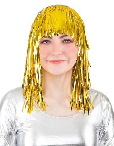 Perücke Lametta Metallic Gold one Size