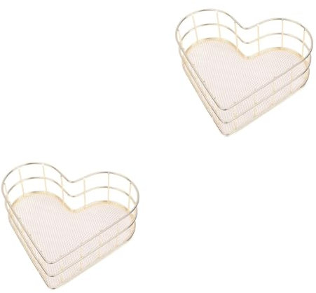 SOIMISS 2st Schmuckschale Goldenes Spiegeltablett Schaukästen Für Schmuck Roségoldenes Dekoratives Tablett Aufbewahrungskorb Herz- Schmuck-organizer Obstdekor Tischdeko