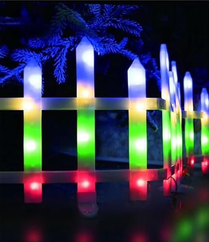 NLIGHTING® Recinto Luminoso per Albero di Natale in PVC, Cancelletto per Albero di Natale Staccionata Luminosa LED di Protezione per Cani Gatti Bambini Albero di Natale Presepe Giardino BIANCO 3METRI