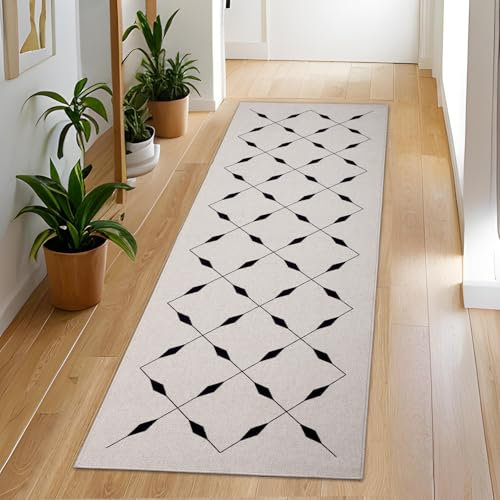 TUKDAK Teppich Läufer 60x180cm, Weben Läufer Flur rutschfest, Flur Teppich, Küchenteppich, Küchenläufer Waschbar, Fußmatte Lang, Flurteppich, Teppichläufer für Küche, Esszimmer, Wohnzimmer, Korridor