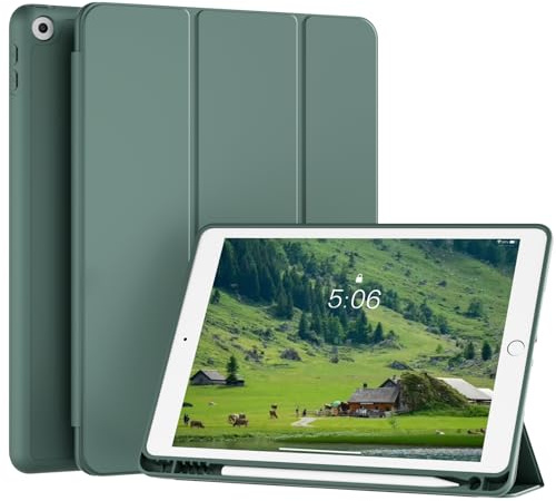 GKABXY Hülle für iPad 9/8/7 Generation 10.2 Zoll 2021/2020/2019, Nachtgrün | Schlanke Smart ipad hülle 9. generation, Weich TPU Rückseite mit Stifthalte, Stoßfestes Leichtdesign, Auto Schlafen/Wachen