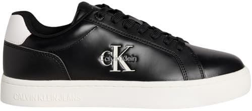 Calvin Klein Herren Cupsole Sneaker Classic Mono aus Leder, Schwarz (Black/Bright White), 42