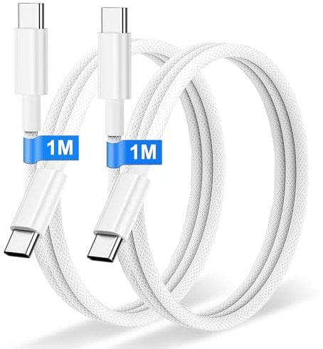 USB C 2Pack, 60W Nylon Braided USB C to C Cable 1M - Fast Charge Type C Data Cable for Apple iPhone 15/16/Pro/Max, Samsung Galaxy S23/S24, iPad Pro, MacBook Air