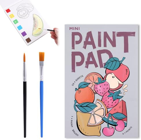 Mini Bloc de Peinture Aquarelle avec Pinceau, Mini Bloc de Peinture Aquarelle de Poche Livre de Peinture Aquarelle Mini Kit de Peinture pour Voyage Ensemble d'Aquarelle pour Adultes