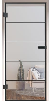 HORI Loft Glastür aus ESG-Sicherheitsglas: Modernes Rechteckiges Design Glastür Innentür für Wohnräume als stilvoller Raumteiler oder Raumtrenner – Unsere Hochwertige Tür aus Klarglas 2097 x 834 mm
