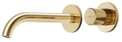 EMKE Mitigeur Lavabo Encastré Or Champagne - Mitigeur 2 Trous avec Aérateur, Mélangeur à Levier Unique, Robinet de Salle de Bain Moderne, Économie d'Eau, Installation Facile (281x140x65 mm)