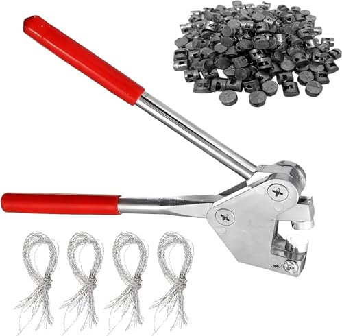 FOGAWA Plombenzange Set 165mm Bleiplombenzange Stahl Dichtungszangen Kit mit 60 Bleiplomben (10 mm), 60 Plombendraht (170mm) für Stromzählern Wasseruhr