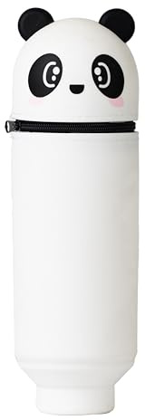 Yuepaikre Kawaii Federmäppchen Panda, Federmäppchen mit Reißverschluss, Silikon-Stiftehalter, Ausziehbar, Schultaschen und Schreibtischen, Schulmaterialien