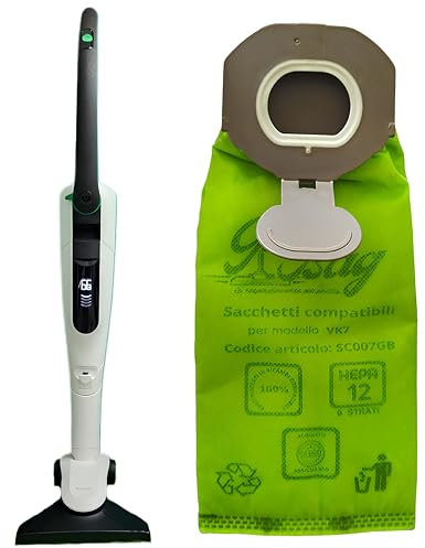 12 Sacchetti Folletto VK7, GLI UNICI A 6 Strati - In Microfibra, 100% Compatibili – NESSUNA ROTTURA - SUPER RESISTENTI, Elevata Capienza, Filtrazione HEPA12 Garantita, Filtro Pulito