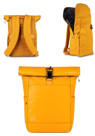 G!mid - Rolltop-Rucksack (37 Liter) - Wasserabweisend & robust - Magnetverschluss, Laptopfach mit Organizer & Flaschenhalterung - gepolsterte Gurte & Rückseite mit Lasche für Trolley - 5 Fächer