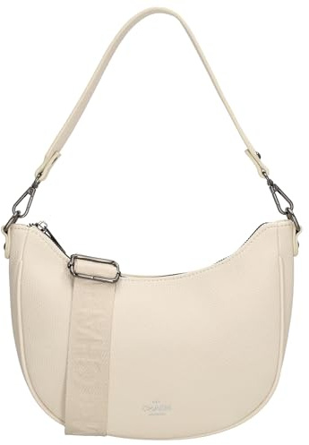 Charm London Montmartre Moonbag Schultertasche - Kunstleder Handtasche mit | verstellbarem Riemen, Mondform Design Crossbody Bag, 25x20x6cm