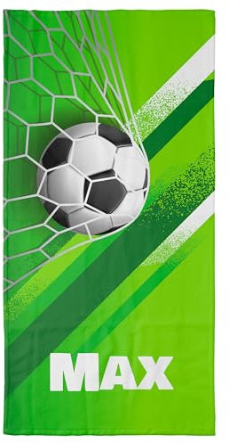 Handtuch mit Namen „Fußball“ – Einzigartiges, bedrucktes Handtuch als personalisiertes Geschenk für Familie & Freunde - Kinder, Fußballfans, Fußballer, für Training & Urlaub - 100 x 50 cm