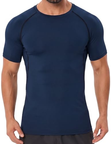 Donason Men's Compression Shirt Short Sleeve, Sports T-Shirt for Training | Quick Dry Slimming Body Shaper, 4-Way Stretch Fabric, Smooth Seams, Functional Base Layer for Running, Cycling and Workout