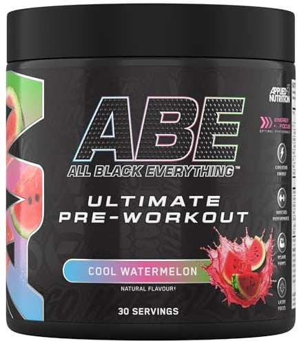 Applied Nutrition ABE Pre Workout - All Black Everything Pre Workout Powder, Energy & Physical Performance with Citrulline, Creatine, Beta Alanine (375g - 30 Servings) (Cool Watermelon)