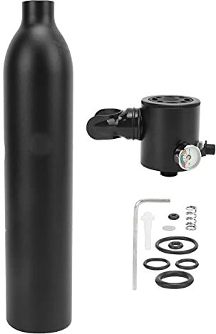 RiToEasysports Cilindro de Oxígeno Portátil, Tanque de Respiración de Buceo con Válvula de Liberación Rápida de 0.5L para Exploración Submarina (Cilindro de oxígeno Negro)