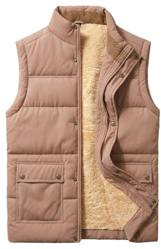 Xnova Gilet in Pile da Uomo Casual Caldo Giacca Senza Maniche Antivento Colletto Rialzato Giubbotto Smanicato Termico Cappotto Imbottito