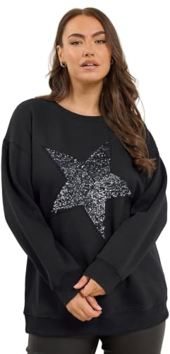Yours Curve Sequin Embellished Star Sweatshirt - Women's - Plus Size Curve