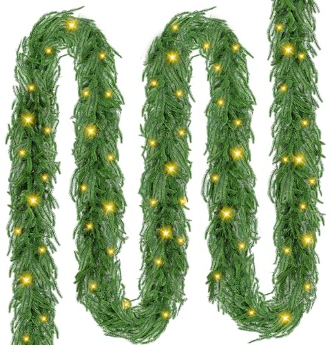 2 st grangirlang med belysning – 1 m julgirlang med belysning, 4 m, 30 st varma LED-lampor – girlang jul girlang juldekoration jul rottingdekoration