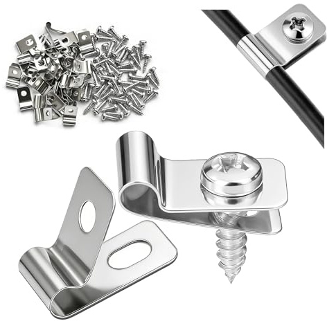 Ezitruz Clips Grillage Rigide 90 Pièces Pinces de Fixation pour Clôture Clips Inoxydable 304 Fixation Grillage Rigide Métalliques Pinces avec Vis pour Bois Métal Fil à Souder Fil Barbelé