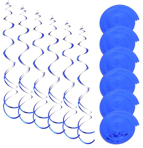 36 Stück Hängend Wirbel Dekoration,Geburtstagsdeko Luftschlangen, Spirale Girlande für Feier Dekoration, Klassentreffen, Familienfeiern Dekoration (Blau)