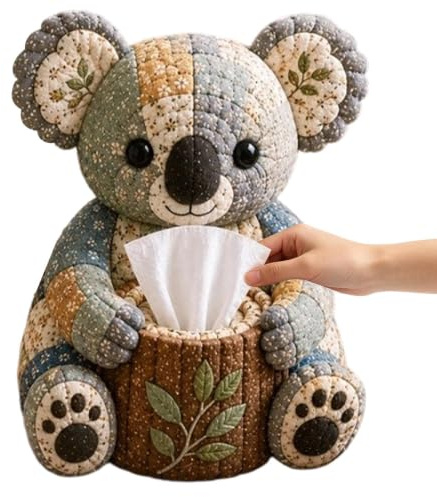 Nähset Für Eine Gesteppte Taschentuchbox Mit Tiermotiven | Bastelsets Einen Taschentuchbox Bezug Koala & Känguru | Nähsets Taschentuch Boxen Mit Stoff Schnittmuster Für Anfänge
