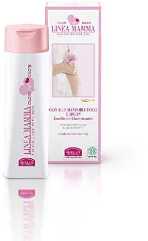 Helan Linea Mamma - Sweet Almond & Argan Oil Ideal for Pregnancy & Breastfeeding, Postpartum Essentials for Muscle Pain Relief, Tiredness, Nipple Dryness, Emollient & Elasticising, Made in Italy 200ml