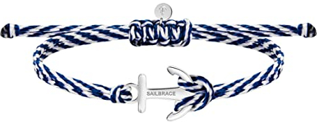 SAILBRACE Armband blau weiss ANKER silber
